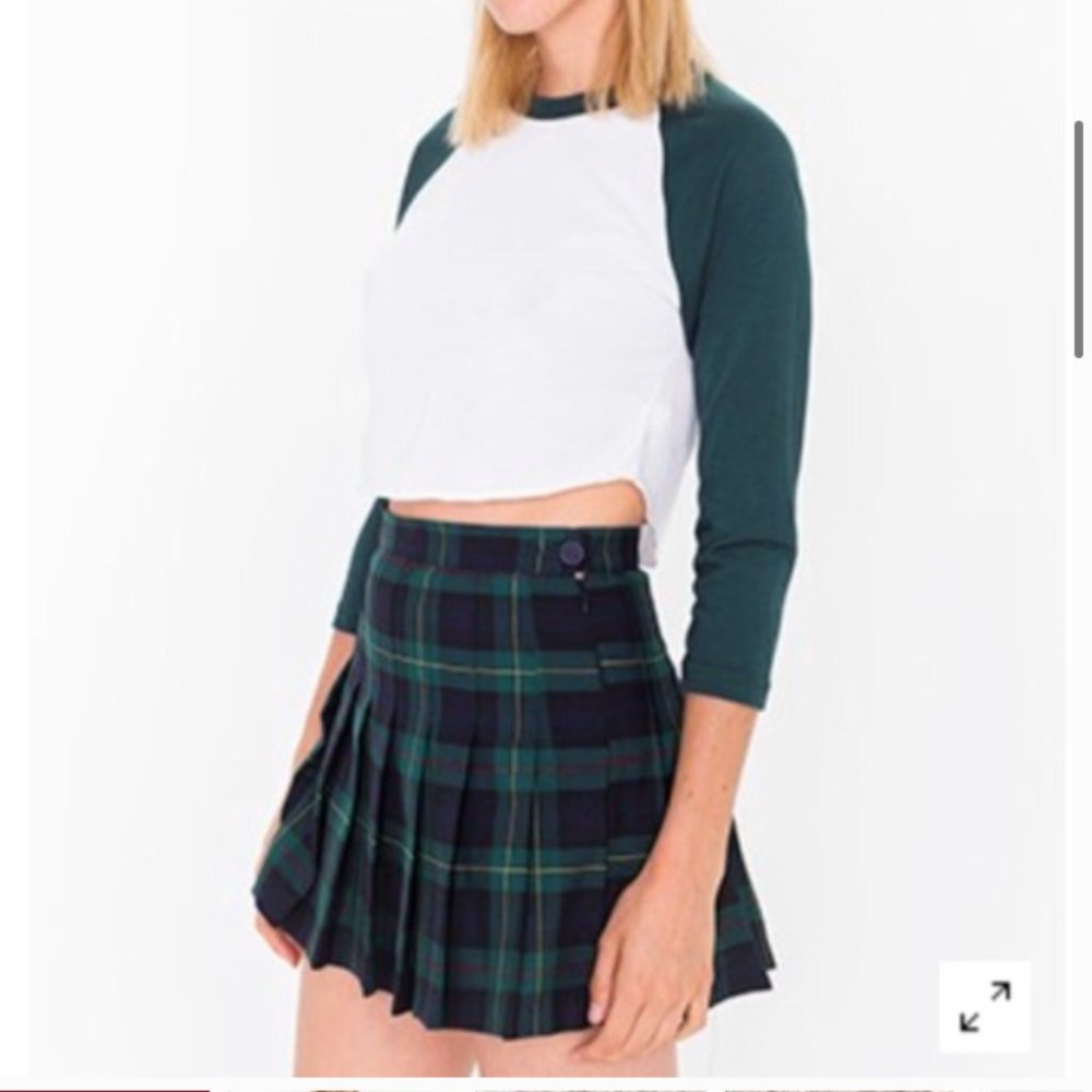 american apparel green pleated skirt